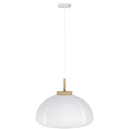 Eglo - Lámpara colgante con cable 1xE27/40W/230V Ø 40 cm blanco/beige