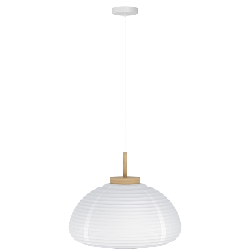 Eglo - Lámpara colgante con cable 1xE27/40W/230V Ø 40 cm blanco/beige