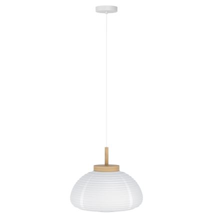 Eglo - Lámpara colgante con cable 1xE27/40W/230V Ø 55 cm blanco/beige