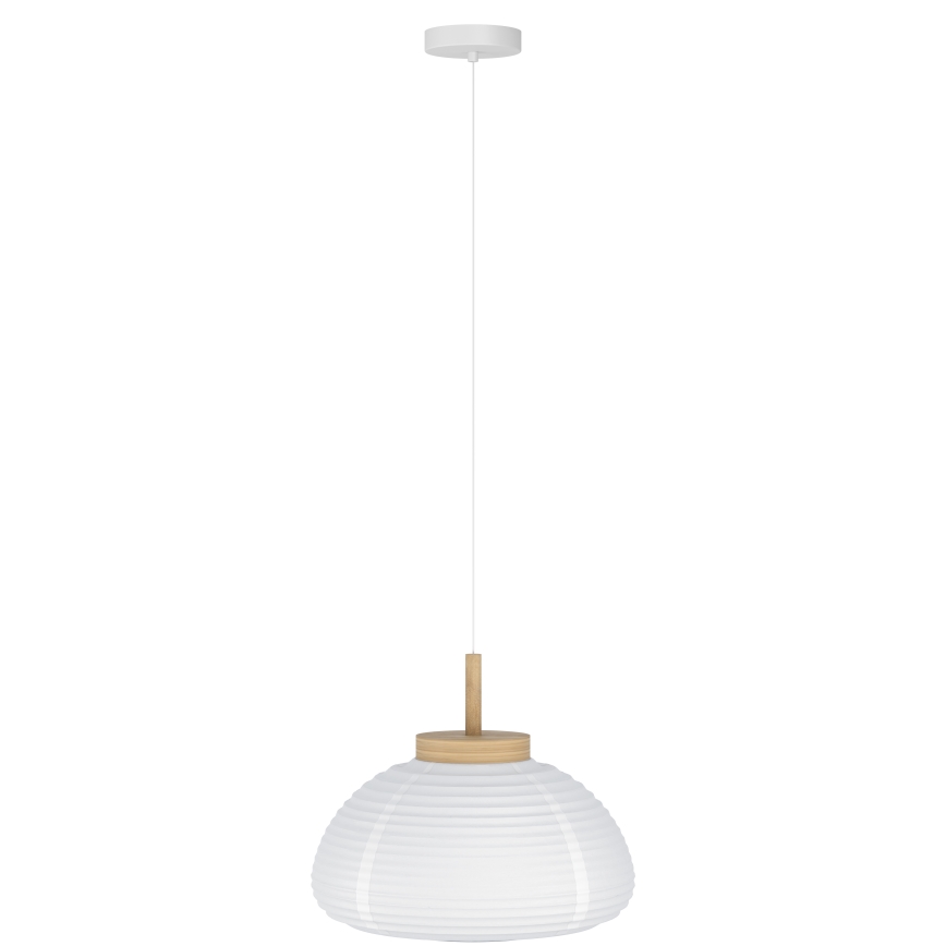 Eglo - Lámpara colgante con cable 1xE27/40W/230V Ø 55 cm blanco/beige