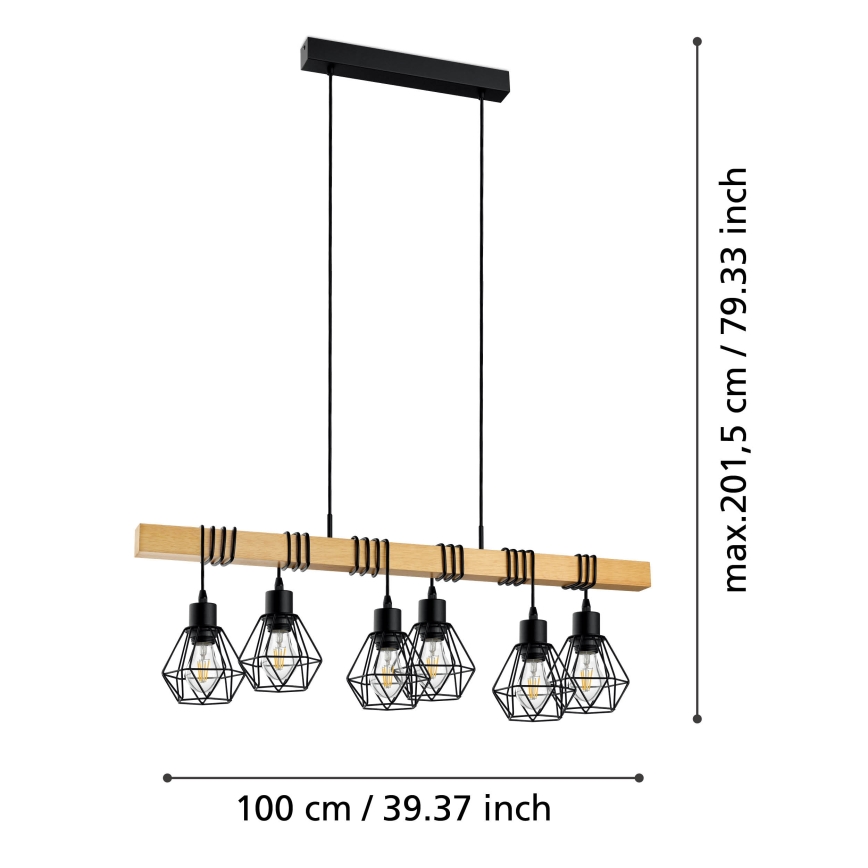 Eglo - Lámpara colgante TOWNSHEND 6xE27/60W/230V