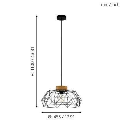 Eglo - Lámpara colgante 1xE27/60W/230V