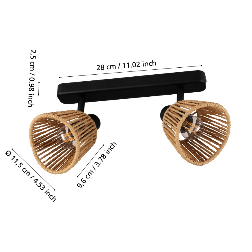 Eglo - Lámpara de focos 2xE14/10W/230V negro/beige