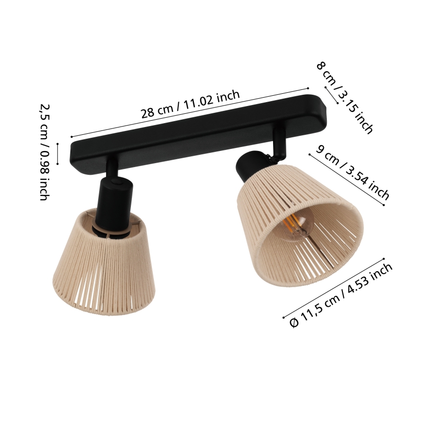 Eglo - Lámpara de focos 2xE14/40W/230V beige/negro