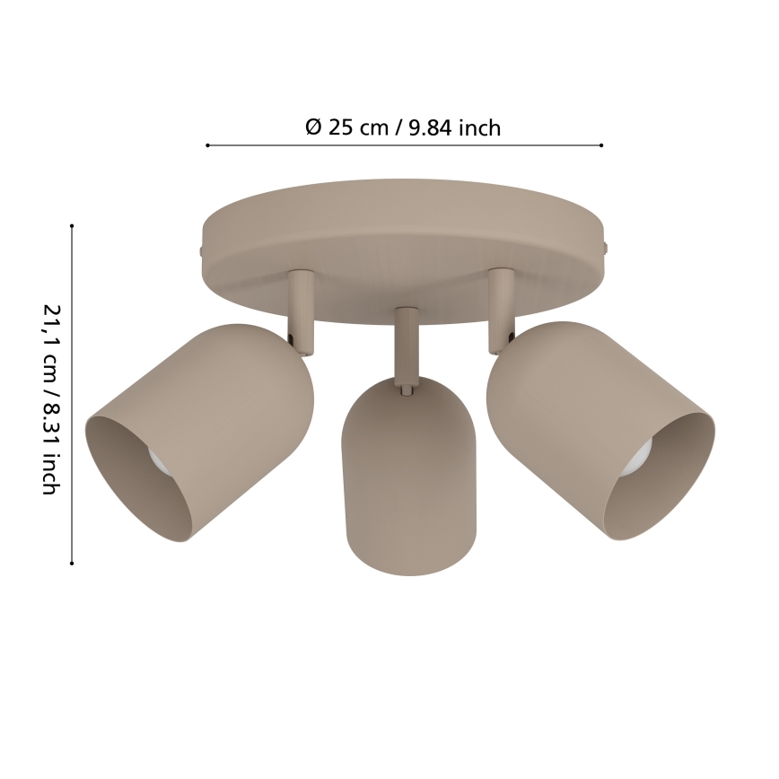 Eglo - Lámpara de techo tipo spot 3xE14/40W/230V Ø 25 cm, beige