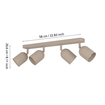 Eglo - Lámpara de techo con 4 focos, 4xE14/40W/230V, beige