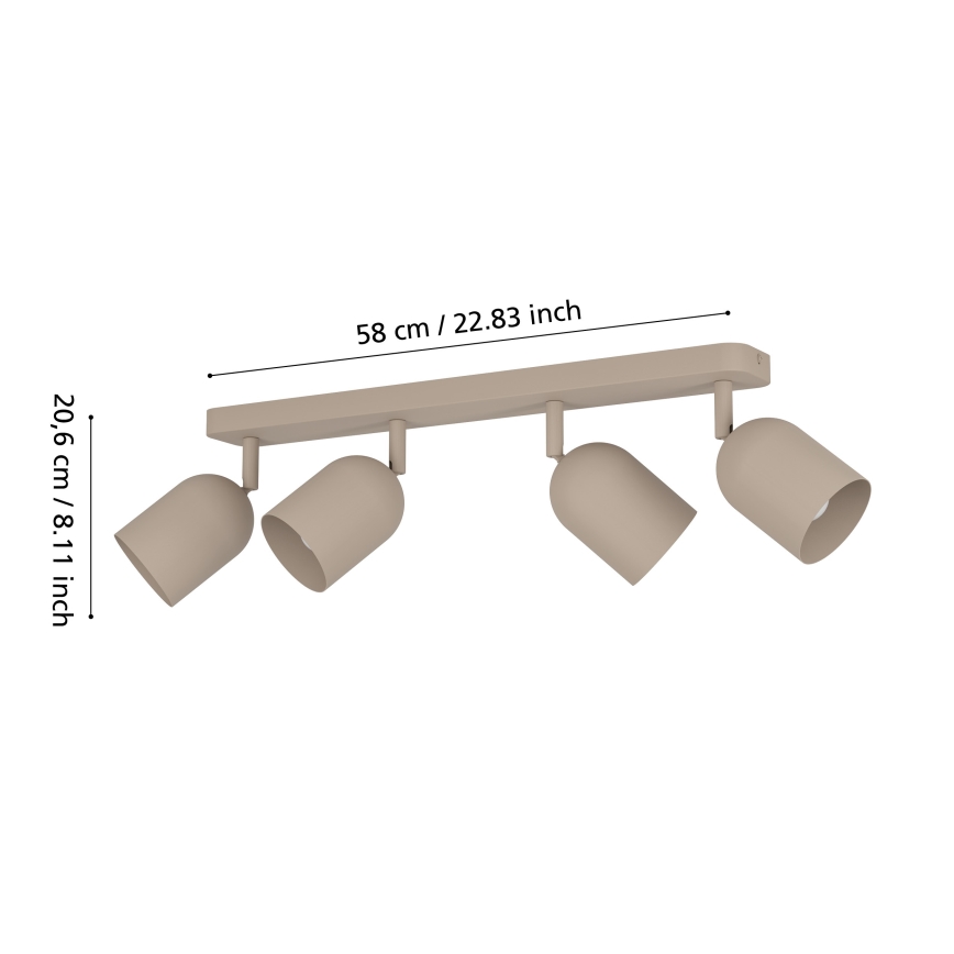 Eglo - Lámpara de techo con 4 focos, 4xE14/40W/230V, beige
