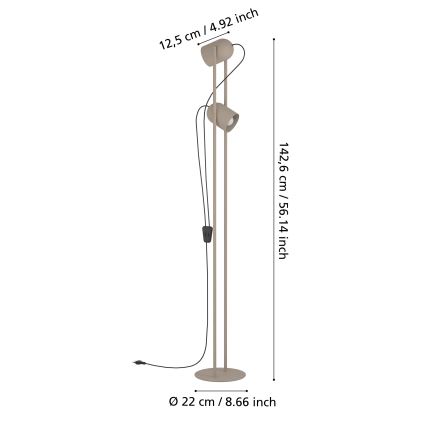 Eglo - Lámpara de pie 2xE14/8W/230V beige