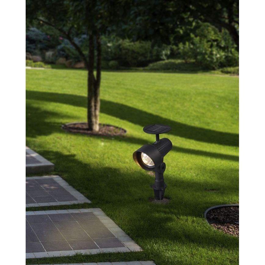 Eglo - Juego de 3 luminarias solares LED con sensor, batería 200 mAh, IP44, color negro