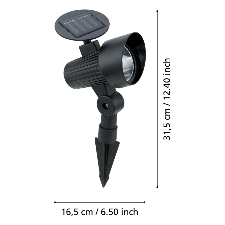 Eglo - Juego de 3 luminarias solares LED con sensor, batería 200 mAh, IP44, color negro