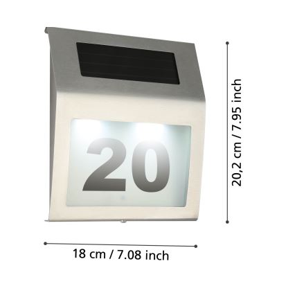 Eglo 48875 - Número de casa LED solar LED/1,2W/1,2V 300 mAh IP44 cromo mate