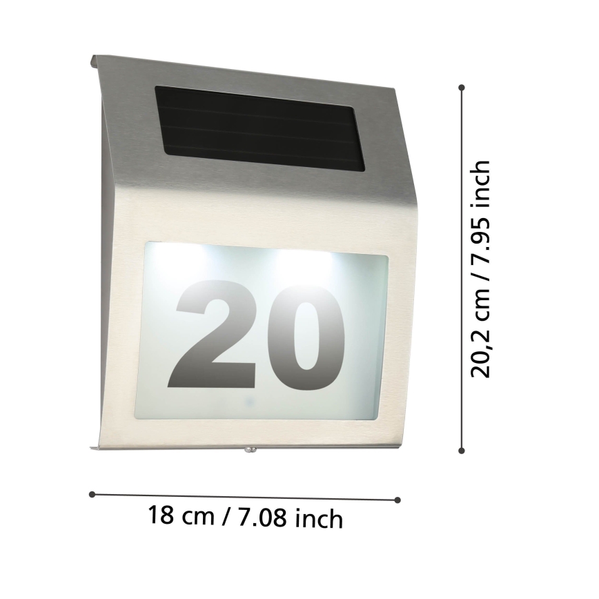 Eglo 48875 - Número de casa LED solar LED/1,2W/1,2V 300 mAh IP44 cromo mate