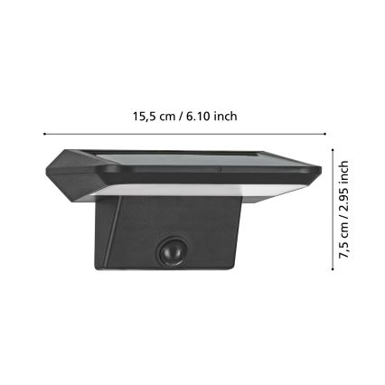 Eglo - Aplique LED solar con sensor LED/20W/3,7V 2000 mAh IP44
