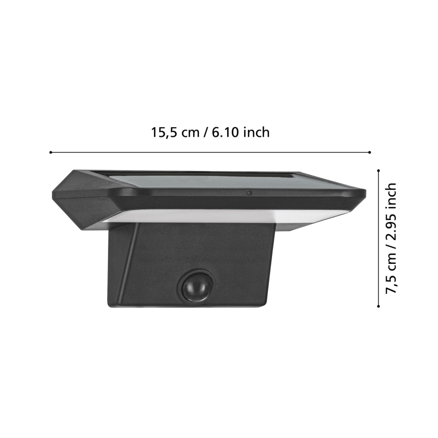 Eglo - Aplique LED solar con sensor LED/20W/3,7V 2000 mAh IP44