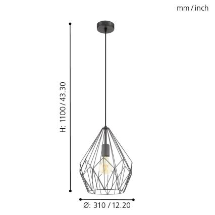 Eglo - Lámpara colgante 1xE27/60W/230V