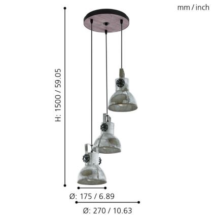 Eglo - Lámpara colgante 3xE27/40W/230V