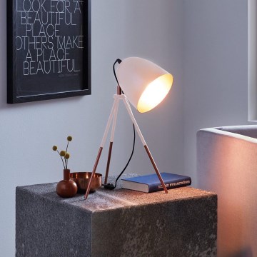 Eglo 49727 - Lámpara de mesa CHESTER 1xE27/60W/230V blanca/cobre