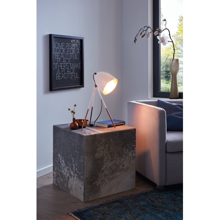Eglo 49727 - Lámpara de mesa CHESTER 1xE27/60W/230V blanca/cobre