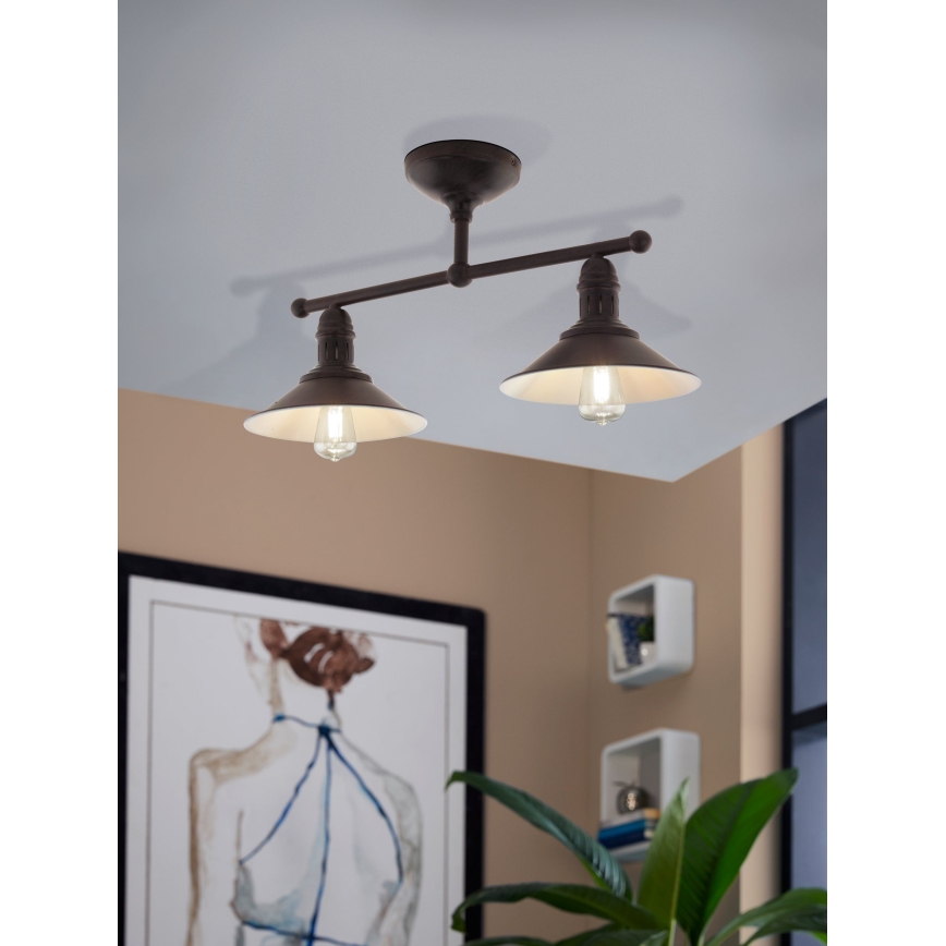 Eglo 49824 - Lámpara de techo con varilla STOCKBURY 2xE27/60W