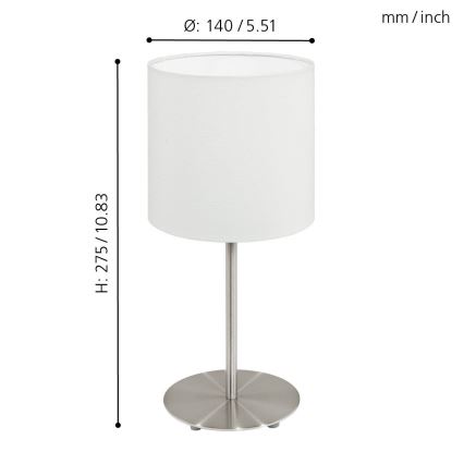 Eglo 54744 - Lámpara de mesa ANADIA 1xE14/40W/230V blanco/cromo mate