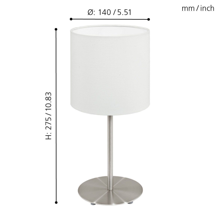 Eglo 54744 - Lámpara de mesa ANADIA 1xE14/40W/230V blanco/cromo mate
