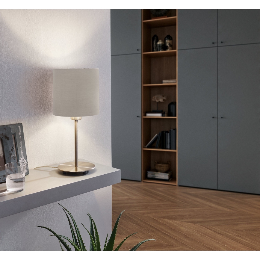 Eglo 54745 - Lámpara de mesa ANADIA 1xE14/40W/230V taupe/cromo mate