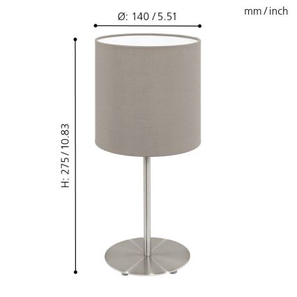 Eglo 54745 - Lámpara de mesa ANADIA 1xE14/40W/230V taupe/cromo mate