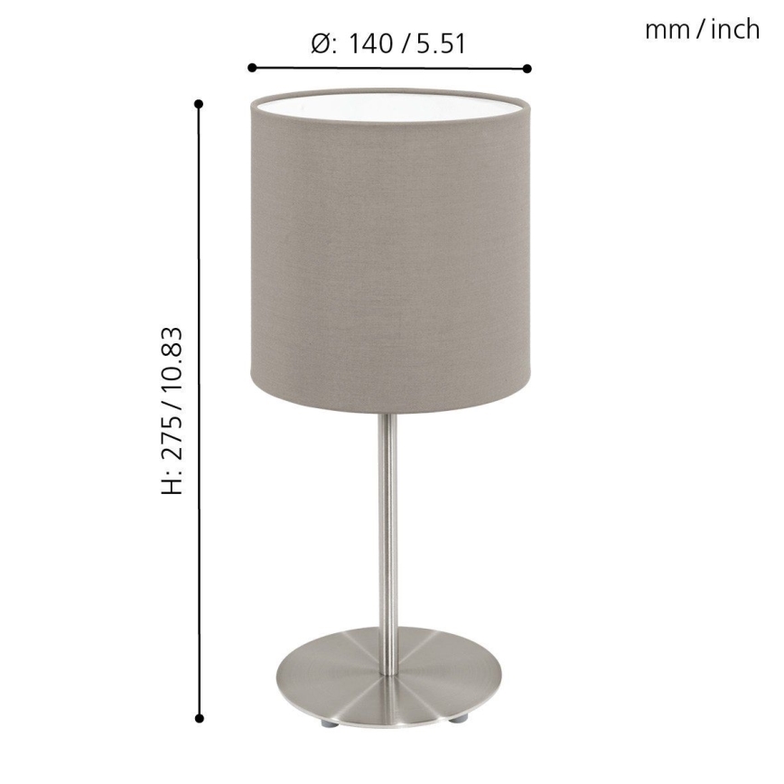 Eglo 54745 - Lámpara de mesa ANADIA 1xE14/40W/230V taupe/cromo mate