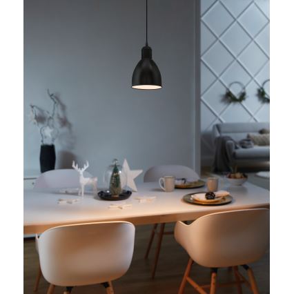 Eglo 55243 - Lámpara colgante PRIDDY con cable 1xE27/60W/230V, negra