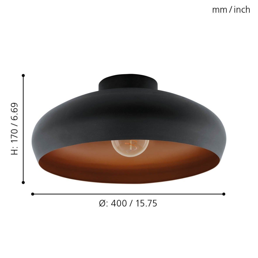 Eglo 55248 - Plafón MOGANO 1xE27/60W/230V negro