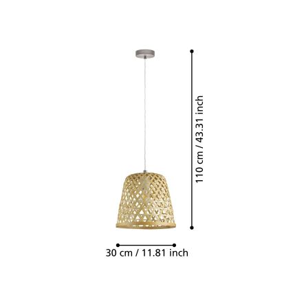 Eglo 55696 - Lámpara colgante con cable KIRKCOLM 1xE27/60W/230V beige
