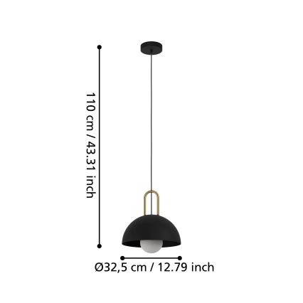 Eglo 56459 - Lámpara colgante CALMANERA con cable 1xE27/40W/230V negra
