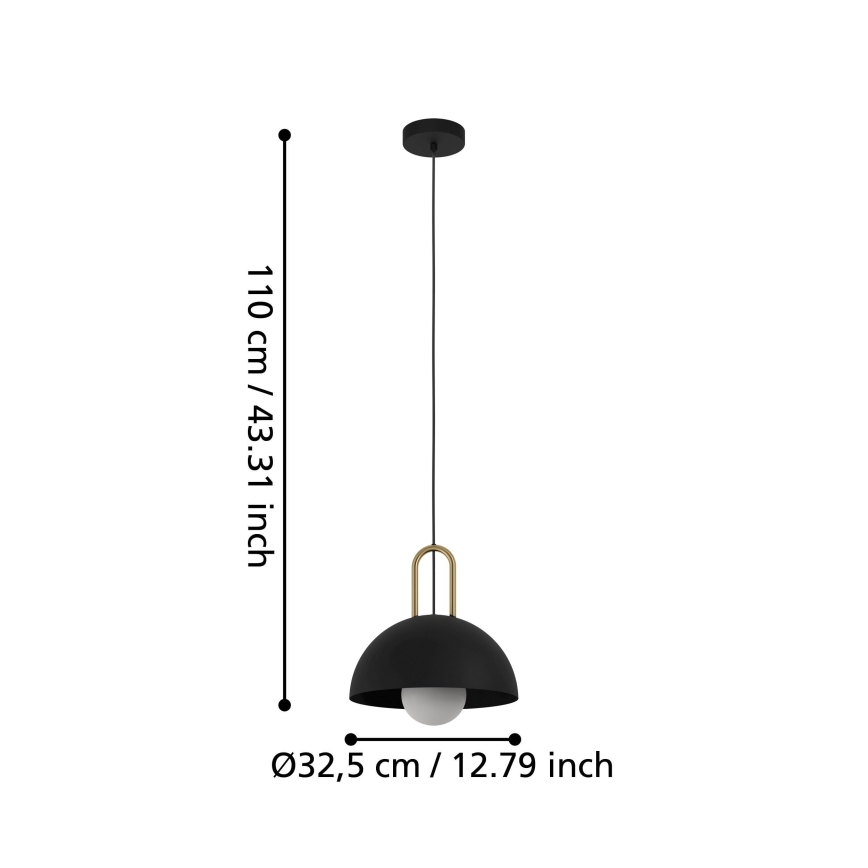 Eglo 56459 - Lámpara colgante CALMANERA con cable 1xE27/40W/230V negra