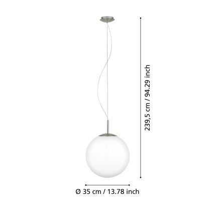 Eglo 63269 - Lámpara colgante de cable PIEDALE 1xE27/60W/230V Ø 35 cm, cromo mate