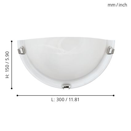 Eglo - Aplique de pared 1xE27/60W/230V en cristal de alabastro