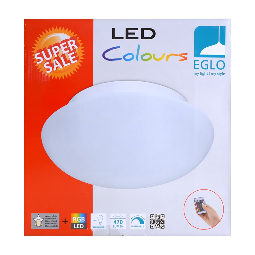 Eglo 75351 - Lámpara de techo LED RGB regulable ELLA-C 1xE27/7,5W/230V con mando a distancia