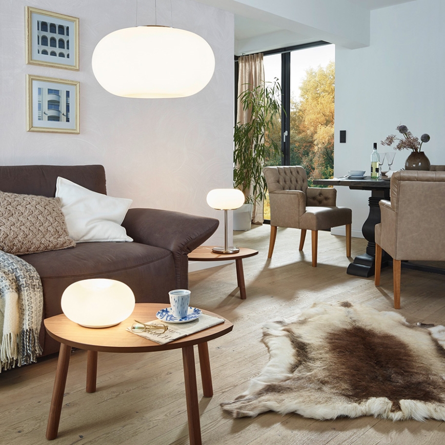 Eglo 75355 - Lámpara de mesa LED RGB regulable OPTICA-C 2xE27/7,5W/230V d. 28 cm + control remoto