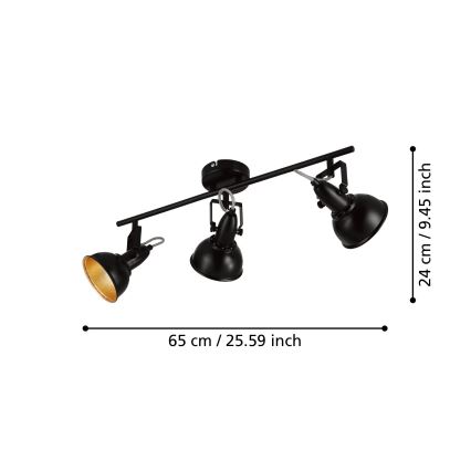 Eglo 75513 - Foco THORNTON 3xE14/28W/230V negro/dorado