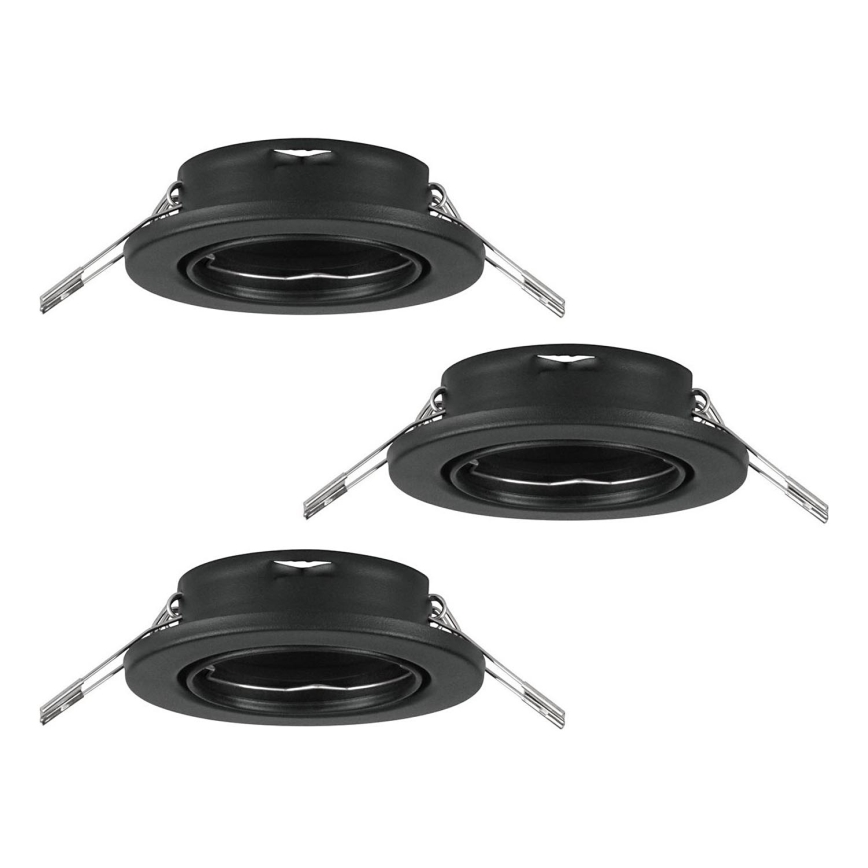 Eglo 75673 - SET 3x Lámpara empotrable de baño AGULO 1xGU10/35W/230V IP23 negro