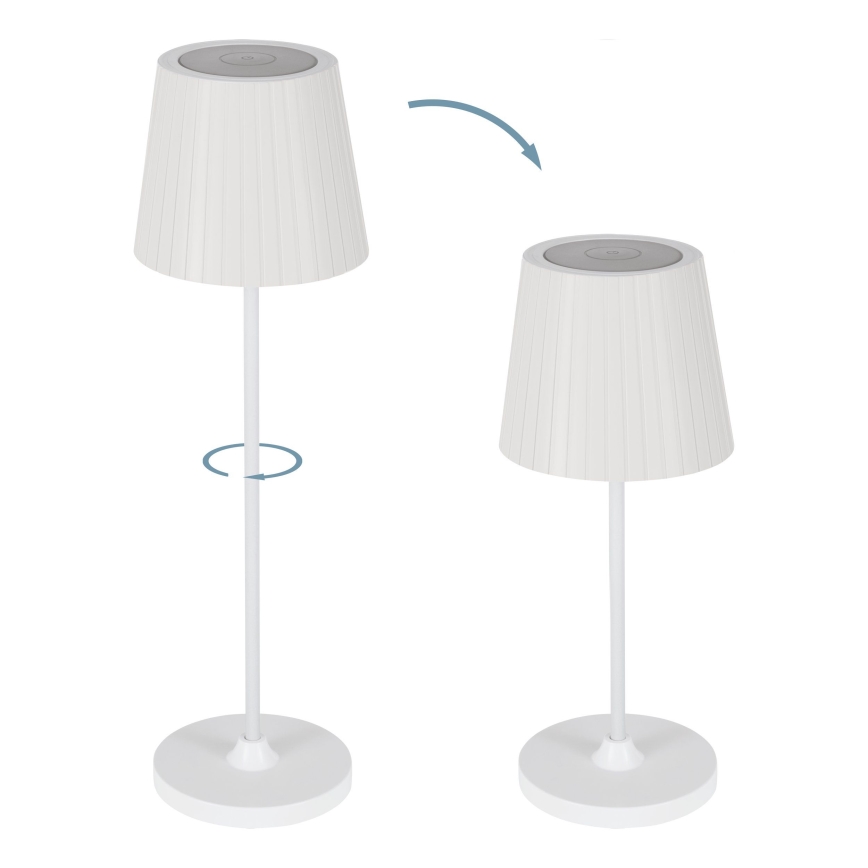 Eglo - Lámpara de mesa exterior recargable y regulable LED/3,8W/5V 2400/3000/4000K 2000 mAh IP44 blanca