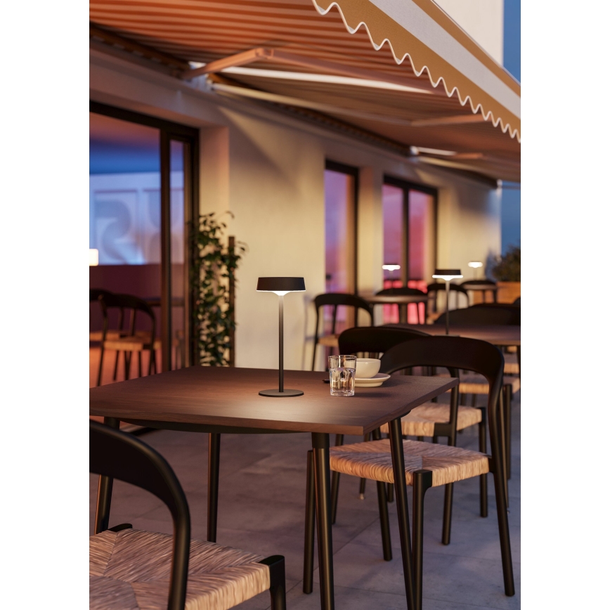 Eglo - Lámpara de mesa táctil LED regulable recargable por energía solar LED/3W/5V 3000-6000K 1800 mAh IP44 negra