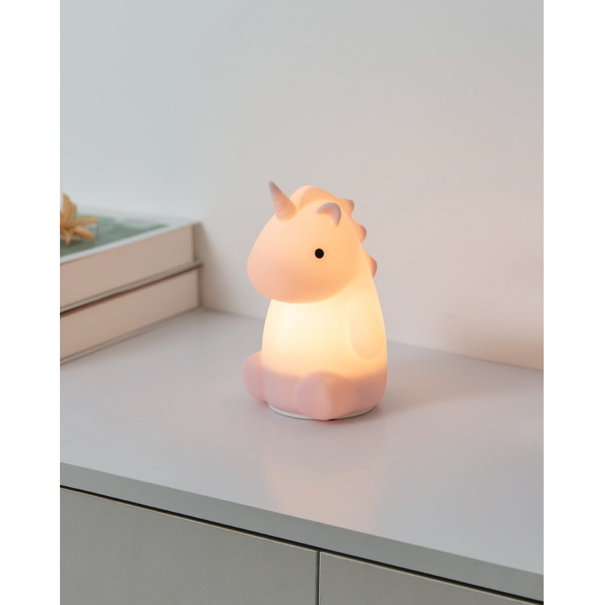 Eglo - Lámpara nocturna infantil táctil recargable LED RGBW/5W/5V 1200 mAh unicornio