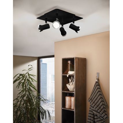 Eglo 780428 - Foco LED de baño BABILONE 4xGU10/3W/230V IP44 negro