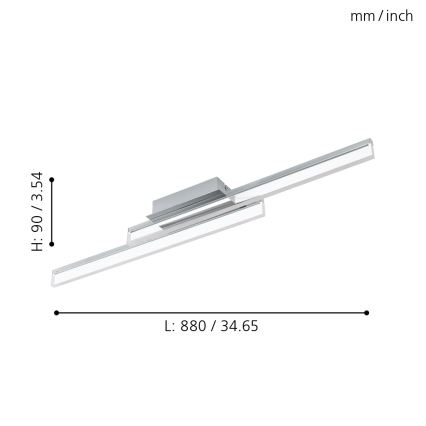 Eglo 780433 - Plafón LED de baño YANGUAS 2xLED/11W/230V 3000K IP44 cromo mate