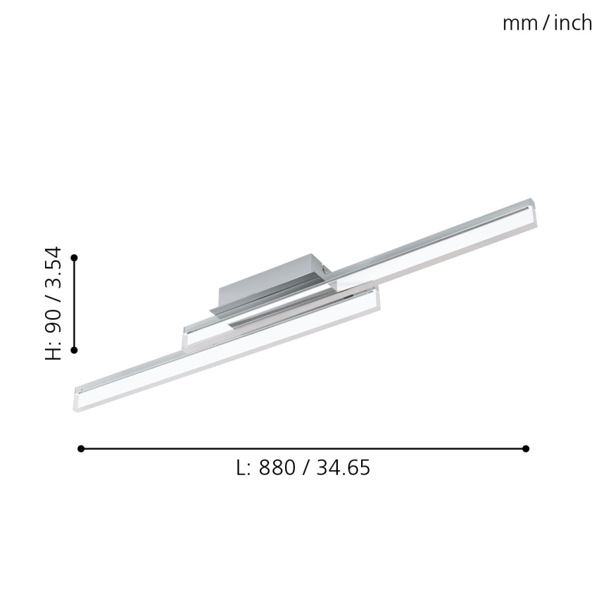 Eglo 780433 - Plafón LED de baño YANGUAS 2xLED/11W/230V 3000K IP44 cromo mate