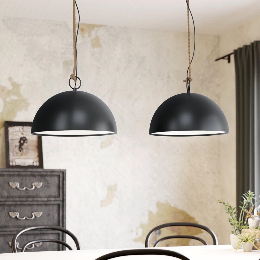 Eglo 78444 - Lámpara colgante HODSOLL 2xE27/40W/230V negro/marrón
