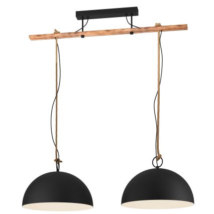 Eglo 78444 - Lámpara colgante HODSOLL 2xE27/40W/230V negro/marrón