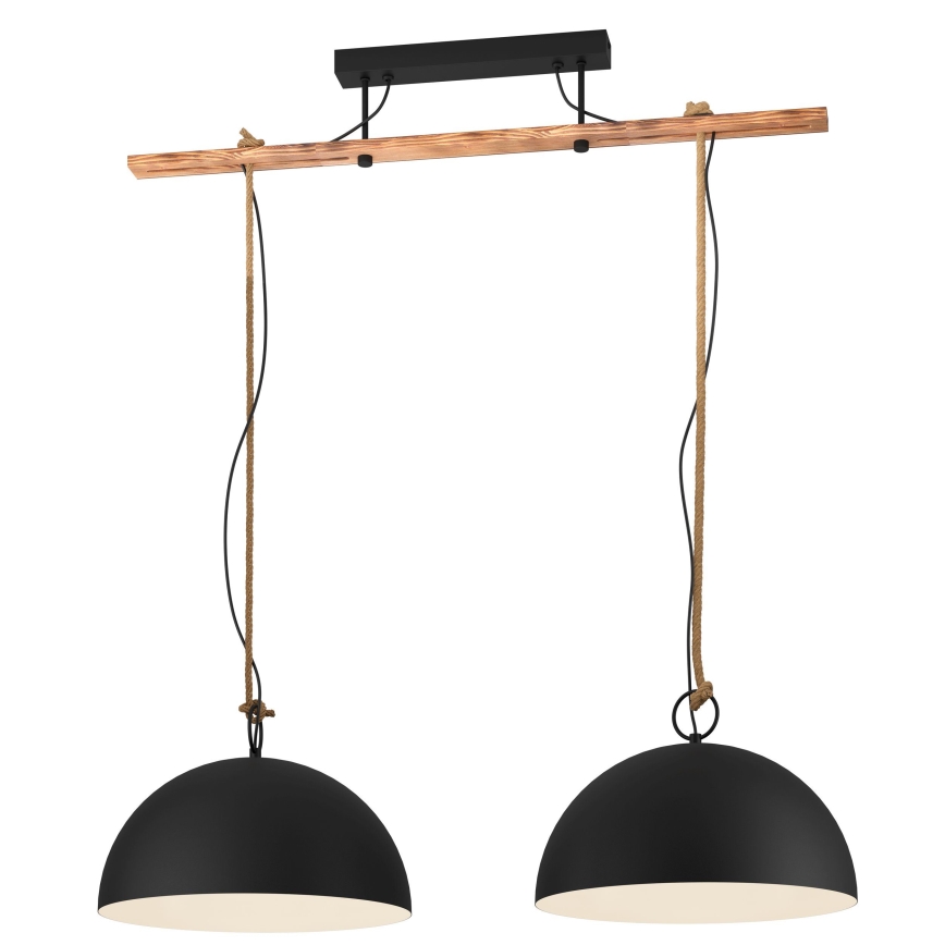 Eglo 78444 - Lámpara colgante HODSOLL 2xE27/40W/230V negro/marrón