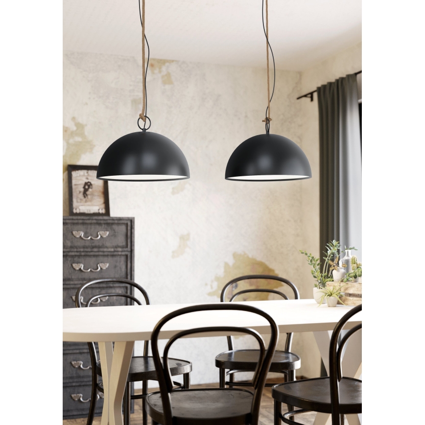 Eglo 78444 - Lámpara colgante HODSOLL 2xE27/40W/230V negro/marrón