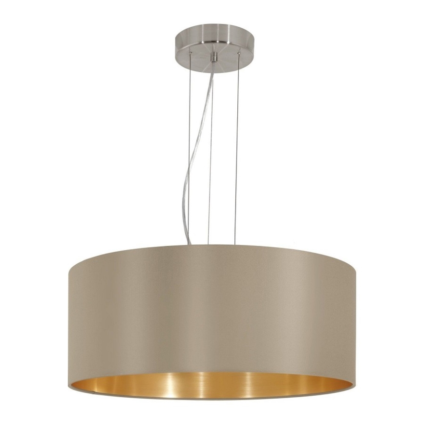 Eglo 78693 - Lámpara colgante MASERLO 3xE27/60W/230V diá. 53 cm beige/cobre